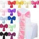 Time to Sparkle 100pcs Satin Chair Cover Sashes Bow Tie Ribbon Table Runner Wedding Reception Decoration - Pink