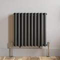 iBathUK 1600mm White Anthracite Single Vertical Column Designer Radiator Anthracite Single Flat Panel (1600x228mm, Anthracite)