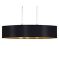 EGLO Maserlo 2-Flame Textile Pendant Lamp, Black and Gold Fabric, Matt Nickel Steel Oval Hanging Light, E27 Socket, L: 100 cm/39.3 inches