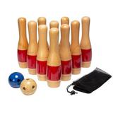 Hey! Play! Bowling Set Solid Wood in Brown/Red | 11 H x 15 W x 6 D in | Wayfair 80-LB11