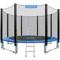 MONZANA® 10ft Complete Trampoline Set | TÜV SÜD GS Certified | 305cm With Safety Net Access Ladder Edge Cover Spring Tool | Home Childrens Garden Outdoor | Blue Black