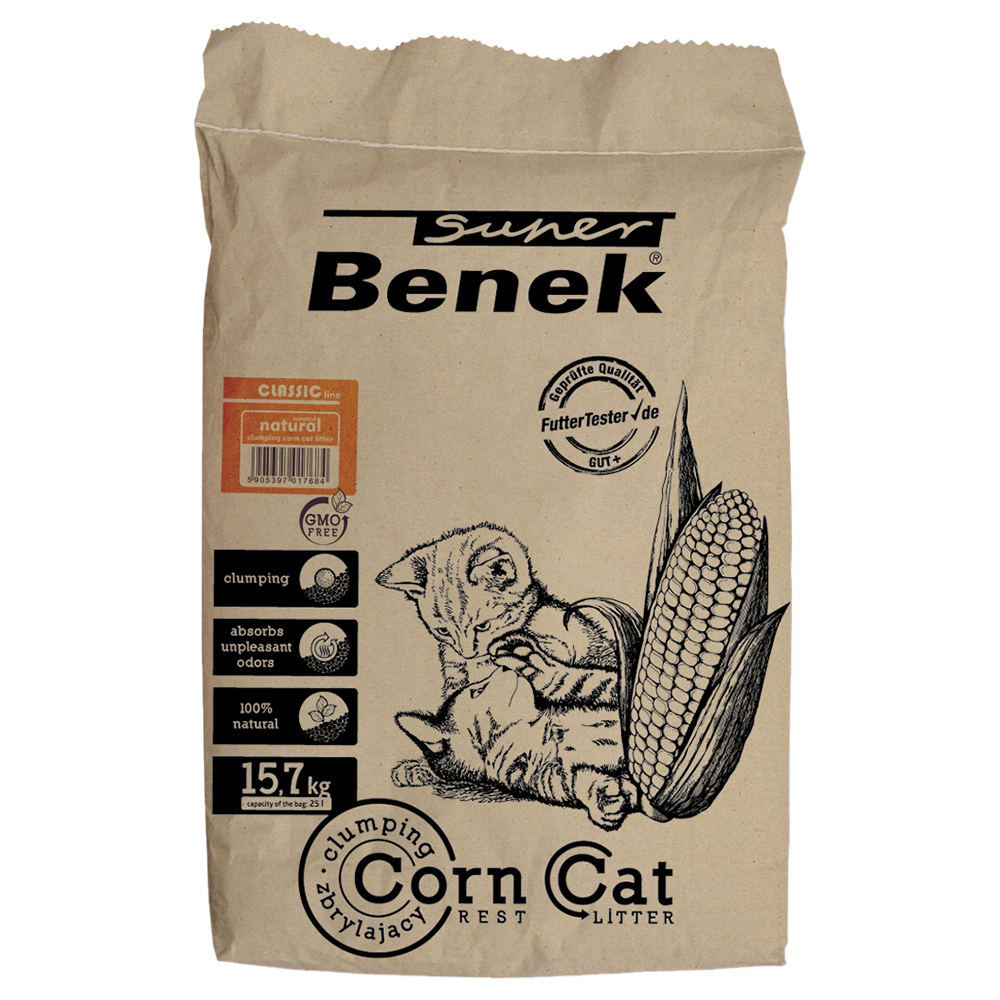 Lettiera Super Benek Corn Cat Natural - 25 L (ca. 15,7 kg )