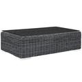 Summon 7-pc Outdoor Patio Sectional Set w/ Sunbrella Cushions in Canvas Navy by Modway Synthetic Wicker/Wicker/Rattan in Gray | Wayfair