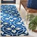 Blue/Navy 27 x 0.38 in Area Rug - Red Barrel Studio® Berchmans Geometric Hand Hooked Navy/Ivory Indoor/Outdoor Area Rug Polyester | Wayfair