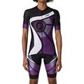 FDX Ladies Cycling Jersey Half Sleeve Bike Team Racing Top + Bib shorts set (Purple, X-Large)