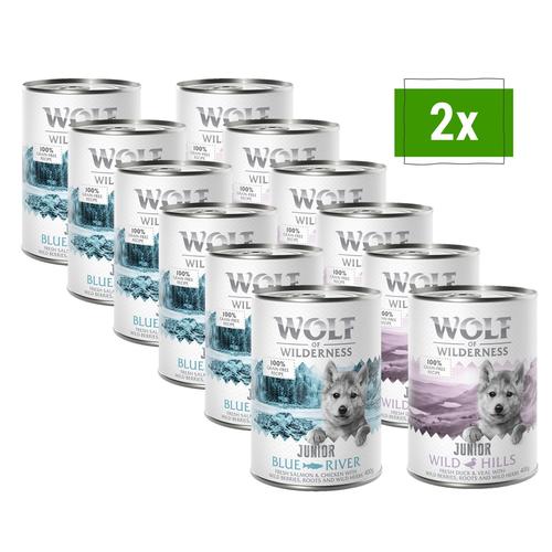 24 x 400g Junior - 2 Sorten Wolf of Wilderness Hundefutter nass