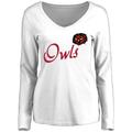 Women's White Temple Owls Dora Long Sleeve T-Shirt