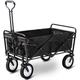 LIFE CARVER Folding Camping Cart Garden Wagon 4 Wheeled Collapsible Festival Trolley, Portable Garden Cart & DIY Waste Wagon - 150KG Capacity