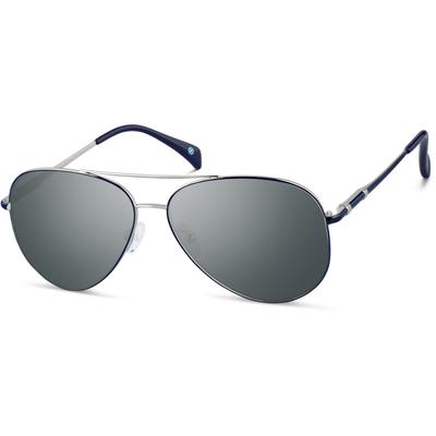 Zenni Men's Aviator Rx Sunglasses Blue Stainless Steel Full Rim Frame