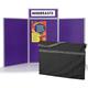 Tabletop Display Kit - 3 Large Panels with a Canvas Bag, 100 Adhesive Hook Fasteners & Header - 11 Colours - for Schools, Exhibitions, Offices (Violet with Grey Frame)