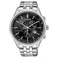 Citizen Herren Chronograph Quarz Uhr mit Edelstahl Armband AT2141-87E, Schwarz