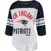 Women's G-III 4Her by Carl Banks White/Navy New England Patriots First Team 3/4-Sleeve Mesh T-Shirt