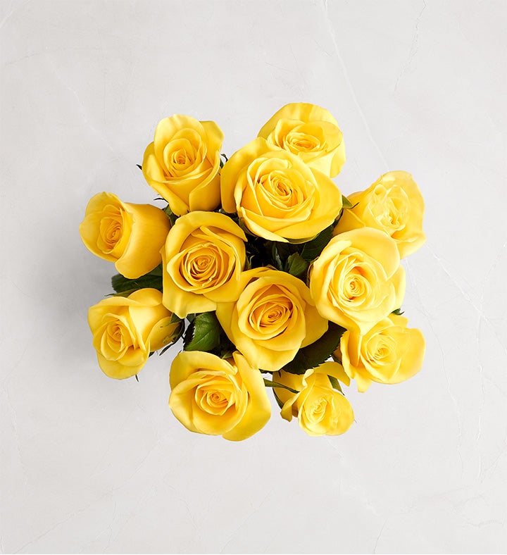 1-800-Flowers Flower Delivery Yellow Roses 12-24 Stems, 12 Stems Bouquet Only | Happiness Delivered To Their Door