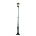 Konstsmide Firenze Post Single Column Outdoor Light / 2.1m High / 1 x 100 W E27 Max Lamp Post / Clear Glass / Aluminium / IP43 / Outside Light Green