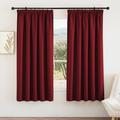 PONY DANCE Window Blackout Curtains - Decorative Blackout Curtain Drapes for Christmas Living Room Noise Reducing Window Treatment for Privacy Protected, 2 PCs, W66 X L72, Red