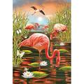 Flamingo Sunset Summer House Flag Birds Water 28 x 40