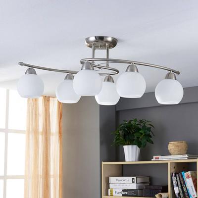 Lindby Deckenleuchte Svean, 6-flg., weiß, Glas, Länge 75cm Image