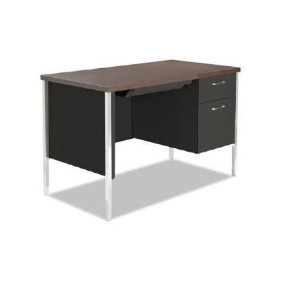 Alera Single Pedestal Steel Desk, Metal Desk, 45-1/4w X 24d X 29-1/2h, Walnut/Black ALESD214824BW AL