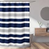 Sweet Jojo Designs Brushed Microfiber Stripe Single in Blue | 72 H x 72 W in | Wayfair ShowerCurtain-Stripe-NV-GY