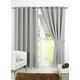 viceroy bedding Pair of SILVER 66" Width x 108" Drop, Luxury FAUX SILK Eyelet Curtains INCLUDING PAIR OF MATCHING TIE BACKS