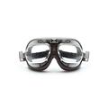 BERTONI AF191CR Motorcycle Goggles Vintage Aviator Style with Antifog and Anticrash Lenses - Chromed Steel Frame Italy - Motorbike Helmets Glasses (Brown)
