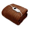 Dreamcatcher Brown Electric Heated Throw Blanket 160 x 120cm, Machine Washable Soft Fleece Overblanket with Timer and 9 Control Heat Settings