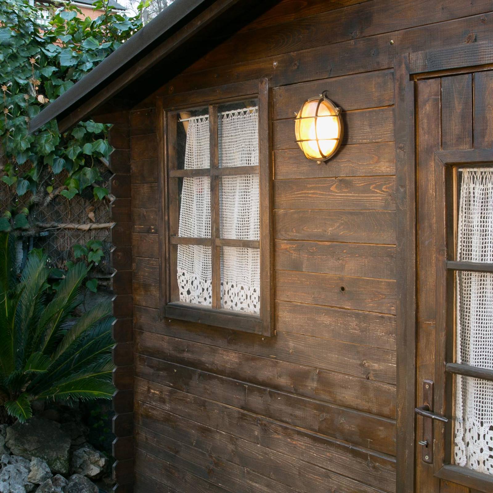 FARO BARCELONA Aussenwandleuchte Noray, dimmbar, messing / gold, Messing, Maritim, Wandleuchte außen