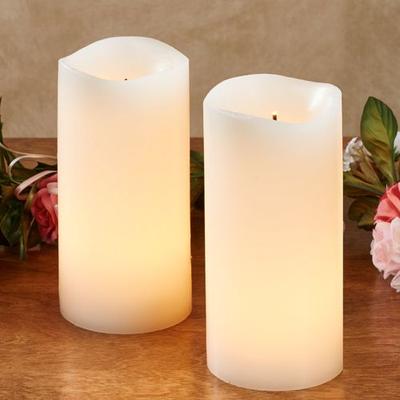 Shama LED Flameless Candles Ivory, Set of Two, Ivory