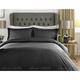 Luxury Hotel Collection Duvet Cover Set 400 Thread Count 100% Cotton Satin Stripe Check Bedding - Black- SuperKing