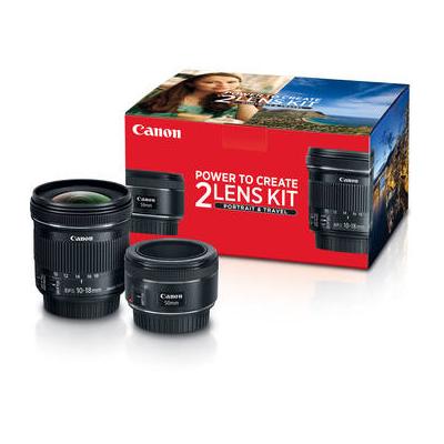 Canon Portrait & Travel 2 Lens Kit with 50mm f/1.8 and 10-18mm f/4.5-5.6 Lenses 0570C010