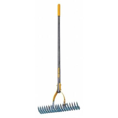 TRUE TEMPER 29140GR 14-1/4 in Steel Thatching Rake, 19 Tines, 54 in L Wood
