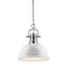 Duncan 1 Light Pendant with Chain in Pewter with a White Shade