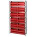 Quantum Storage Systems QSBU-245 Steel Shelving with 24 Giant Stacking Bins Red - 12 x 36 x 75 in.