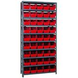Quantum Storage Systems 1275-202 Steel Shelving with 45 6 in. Shelf Bins Red - 36 x 12 x 75 in.