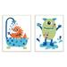 Stupell Industries 2 Piece Monsters Bathroom Buddies Wall Plaque Set Canvas in Blue/Green | 15 H x 10 W x 0.5 D in | Wayfair brp-1803_wd_2pc_10x15