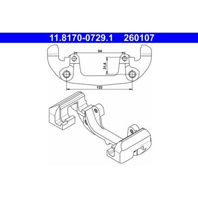 ATE Halter, Bremssattel vorne rechts links für BMW 34106758104 34111163701 34111160350 11.8170-0729.1