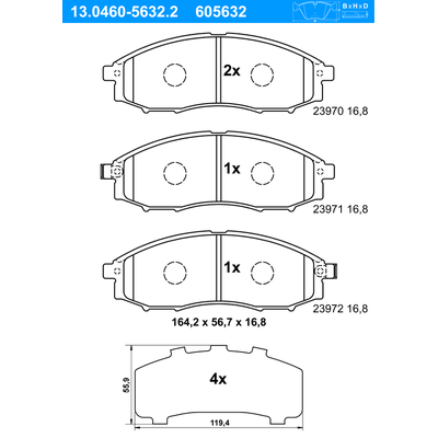 ATE Bremsbelagsatz, Scheibenbremse vorne rechts links für NISSAN D1060-VK190 41060-VK190 41060-7Z025 13.0460-5632.2