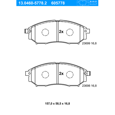 ATE Bremsbelagsatz, Scheibenbremse vorne rechts links für RENAULT INFINITI NISSAN DA060-EB325 D1060-5X00A D1060-1MF0A 13