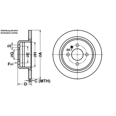 ATE Bremsscheibe PowerDisc hinten rechts links voll 258,0mm für BMW 34216755407 34211119581 24.0310-0150.1