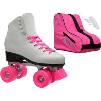 Epic Classic White/Pink Quad Roller Skates Package
