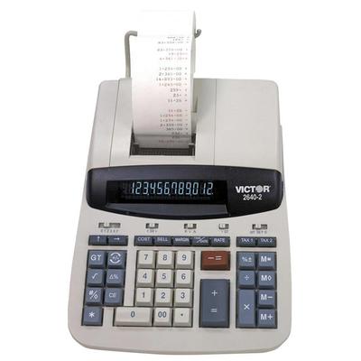 Victor 26402 Commercial Print Calculator (12 Digits - Fluorescent - AC Supply Powered - 8" x 11.3" x