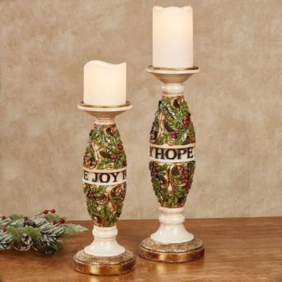 Love Joy Hope Candleholders Ivory Set of Two, Set of Two, Ivory