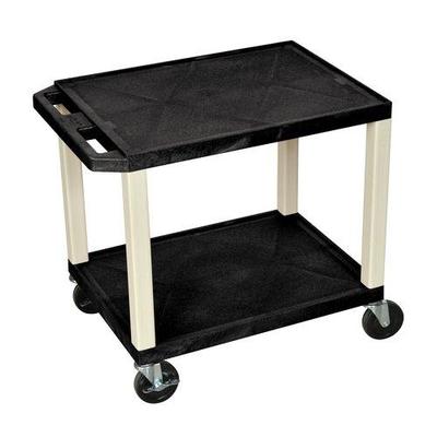 H. Wilson Tuffy 2-Shelf A/V Cart with Electric, Black Shelves and Black Legs