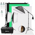 HwaStudio Film Light Kit, Background Support System Carry Bag Photography Umbrella Reflector Light Stand Softbox 150W Daylight Bulb, All In 1 Photography Set