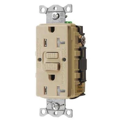 HUBBELL WIRING DEVICE-KELLEMS GFRTR20I GFCI Rceptcle, Commer., Ivry, 20A, 1 HP