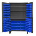 Durham JC-137-3S-5295 14 Gauge Flush Door Style Lockable Cabinet with 137 Blue Hook on Bins & 3 Adjustable Shelves Gray - 48 in.