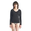 Icebreaker Merino Wool Underwear, Women's Long Sleeve Sweetheart T-Shirt, Siren Long Sleeve Gym Top, Ladies Sweater - Black, S