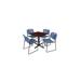 Regency TB3030MH44BE 30 inch Square Laminate Table, Mahogany & Cain Base With 4 Blue Zeng Stack Chai