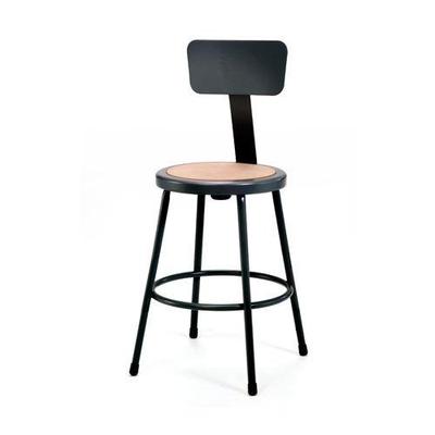 National Public Seating 6200 Series 24" Heavy-Duty Steel Lab Stool with Backrest Black