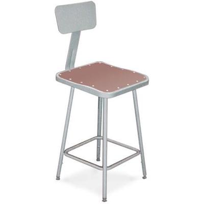 National Public Seating 6300 Square Stool w/ Backrest - Fixed Height (18" H)